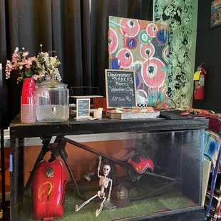 Merch for sale, including art