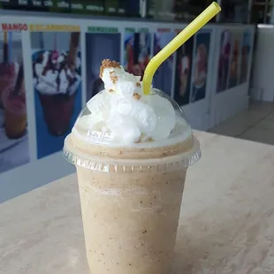 I asked for this smoothie since they take any smoothie request. Orange with banana and almond powder. So refreshing and filling.