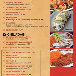 mexican food menu
