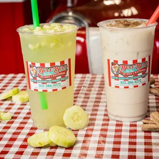 two drinks on a table