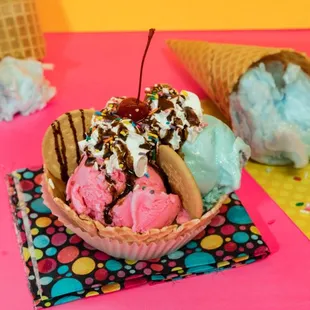 three scoops of ice cream