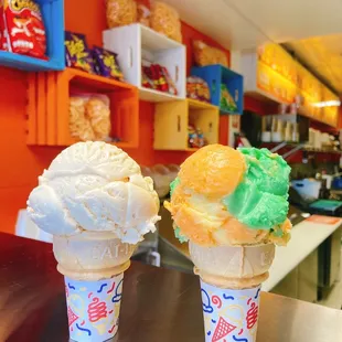 two ice cream cones
