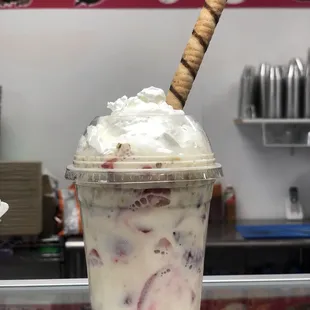 ice cream and strawberries