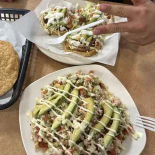 Sopes and Shrimp ceviche