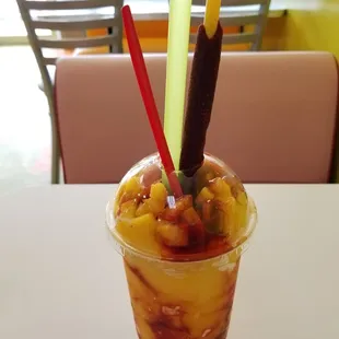 The mangonada diablito was a sweet and spicy indulgence. Just the thing on a hot day!