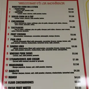 menu