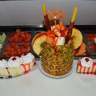 a variety of desserts