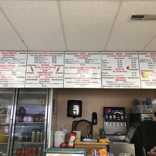 the menu of the restaurant
