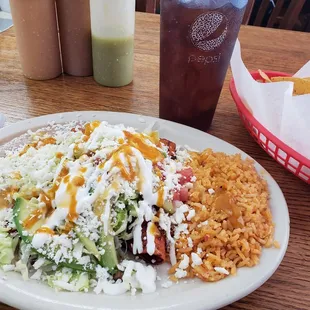 Enchiladas Michuacan with lingua.   So delicious!
