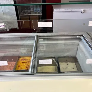 a display of different types of ice cream