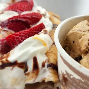 Strawberry Banana Crepe with Mocha Almond Fudge Ice Cream
