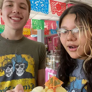 Me and my boyfriend trying our piña colada