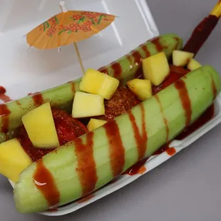 come and try our new and delicious preparation called, (cucumber split) three delicious scoops of water snow to your liking with delicious c