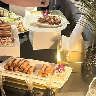 a buffet of food