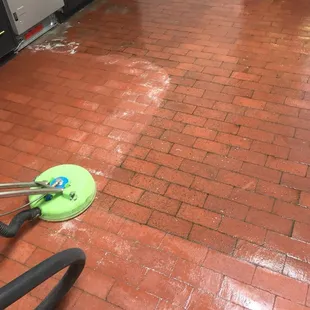 This is a view of their work in progress. You can see how much better the floor looks on the left side.