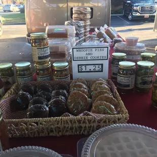 Baked goods and jams, jellies, pickles, salsa, and relishes.
