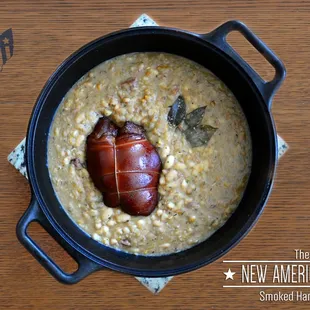 a hot dog in a skillet