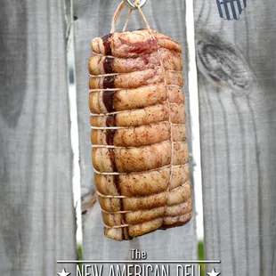 a meat hanging from a wire