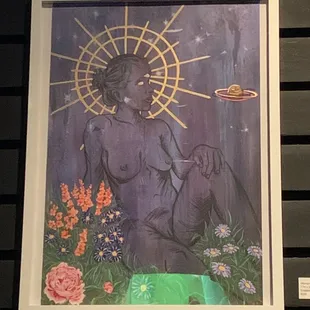 a painting of a woman in a garden