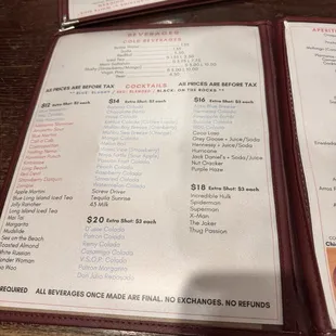 Drink Menu