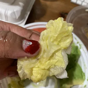 Hello lettece in my avocado salad. Most of it was yellow actually.