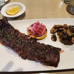 Greek Skirt Steak and Blackened Salmon