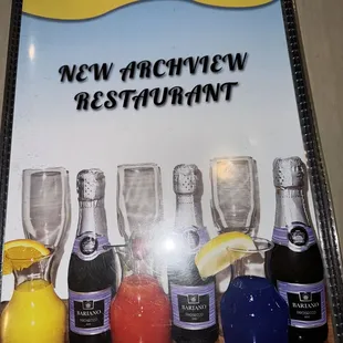 a menu for a new archview restaurant