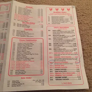 the menu
