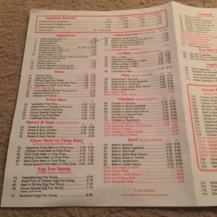 the menu