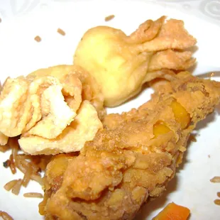 Won Ton, Cream Cheese Puff. Fried Chicken Wing