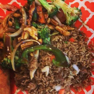 Egg roll with fried rice