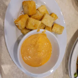 Fried tofu with yum yum sauce