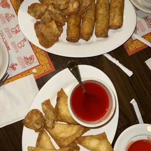 Egg Rolls  Fried Wonton Cheese Crab Pufs