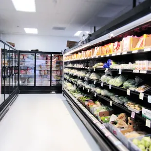 Produce and frozen food aisle