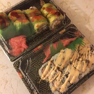 Sushi delivery. Looks really good.