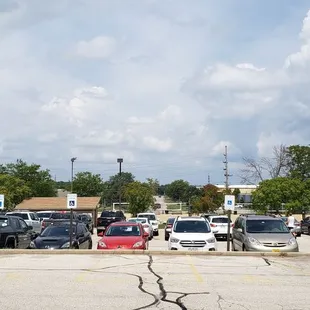 a parking lot full of cars