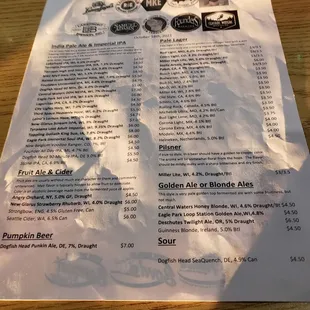 Beer menu Oct 2021
