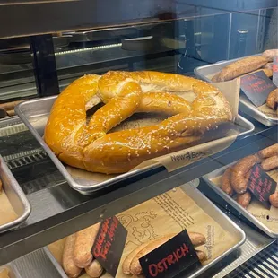 Giant Bavarian Pretzel (brats for scale)