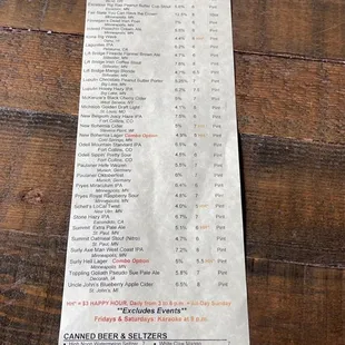 menu