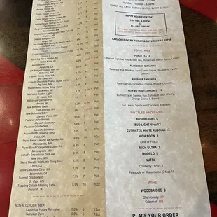 menu