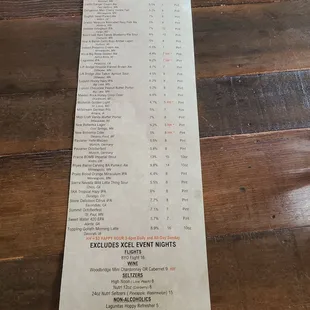 Beer menu Nov 2023
