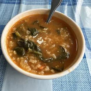 Spinach and rice soup was so tasty!