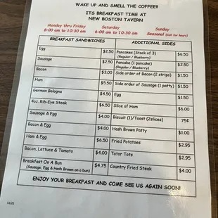 menu
