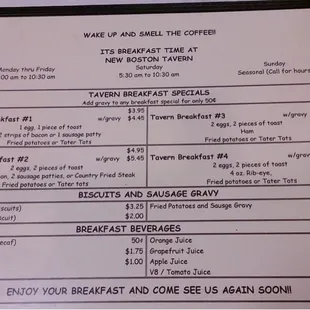 Breakfast, too.