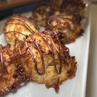 Coconut macaroons with chocolate drizzle (gluten free)