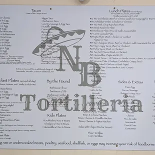 Menu on the wall 6/13/21