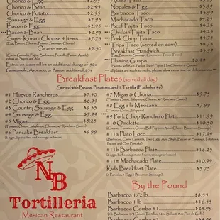 menu