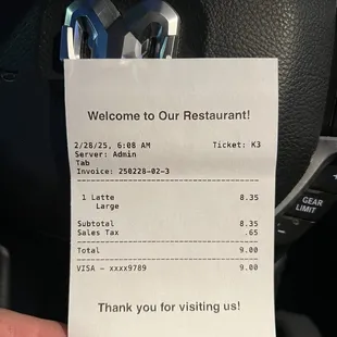 Menu $9 vanilla Iced Latte