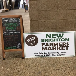 a sign for the new brighton farmers market