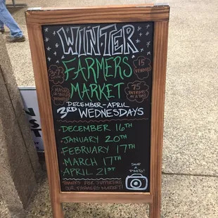 a sign for the winter farmers market